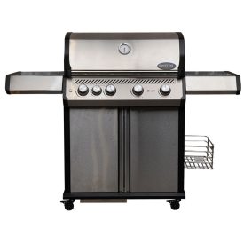   SANTOS GÁZGRILL - S-401 PRO, FEKETE-ROZSDAMENTES ACÉL, RÁCSKIEMELŐVEL