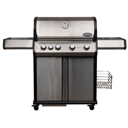 SANTOS GÁZGRILL - S-401 PRO, FEKETE-ROZSDAMENTES ACÉL, RÁCSKIEMELŐVEL