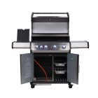 SANTOS GÁZGRILL - S-401 PRO, FEKETE-ROZSDAMENTES ACÉL, RÁCSKIEMELŐVEL