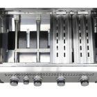 SANTOS GÁZGRILL - S-418, FEKETE-ROZSDAMENTES ACÉL, FORGATÓNYÁRSSAL, SZILIKONLAPPAL ( Szállítási hibás )
